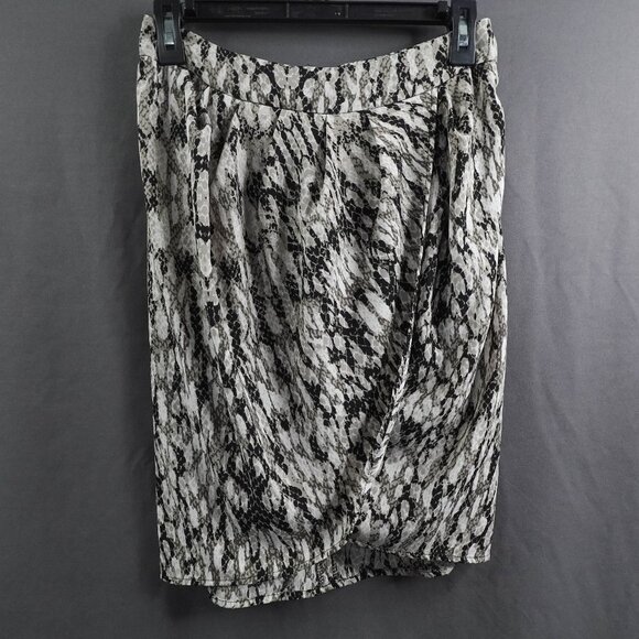 Womens Skirt 2 Gray Black Career Draped Faux Wrap Statement Effortless - Picture 1 of 10